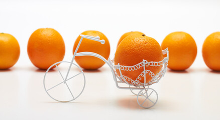 Orange on bicicle