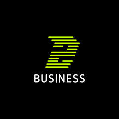 Bright green rounded lines sporty letter Z arrow logo in black background