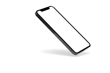 Realistic isometric black frameless smartphone mockup perspective 3d