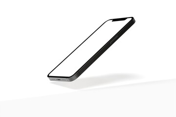 Realistic isometric black frameless smartphone mockup perspective 3d