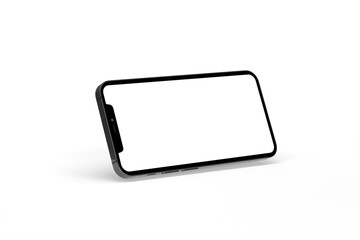Fototapeta na wymiar Realistic isometric black frameless smartphone mockup perspective 3d