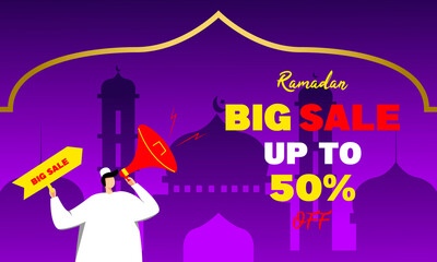 Ramadan sales up to 50%. template design for business promotion