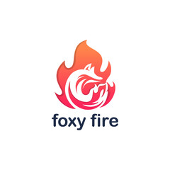 Abstract Fire Shape Combined with Fox Silhouette Logo Design. Vector Logo Illustration.