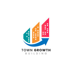 Abstract Colorful Town Growth Logo Design. Architecture and Building Logo Design.