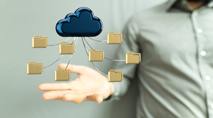 Cloud technology. Integrated digital web concept background