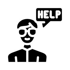 call for help glyph icon vector. call for help sign. isolated contour symbol black illustration