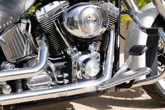 harley davidson softail roadster motorbike engine chrome detail engine of american custom Motorcycle us