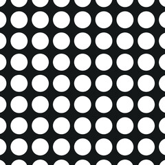 Vector seamless pattern in white polka dots on a black background.