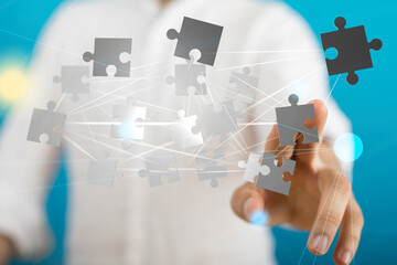 puzzle hand solution concept business.