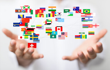 National flags of the countries 3d