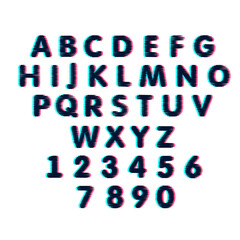 Alphabet in Digital Glitch Style. Symbol of Cyberpunk, Hacker Attack or Technological Error Effect for your Design.
