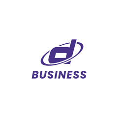 Simple and minimalis purple letter D monogram initial logo with orbit circle in white background