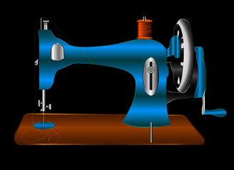 Vintage Sewing Machine vector illustration. Tailor vector logo. Sewing machine logo template. Sewing machine vector icon