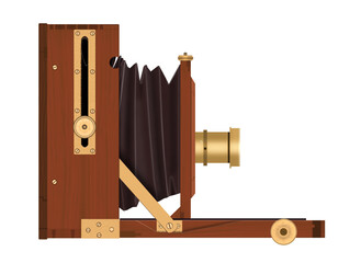 Wood bellows camera, antique
