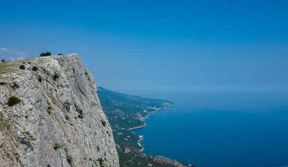 Fototapeta na wymiar Rocks of the Yalta Yayla of the southern coast of Crimea on a hot summer day.