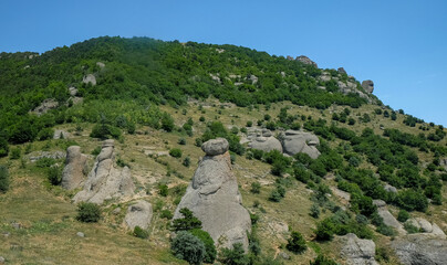 Fototapeta na wymiar Rocks of the Demerdzhi mountain range in the Crimea.