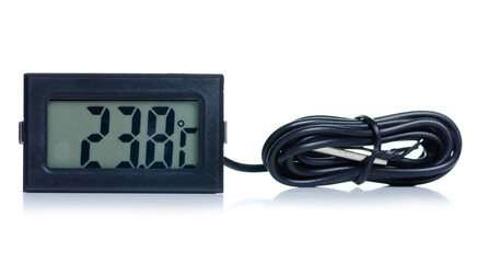 Digital thermometer measure on white background isolation