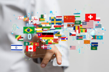 World map with all states and their flags