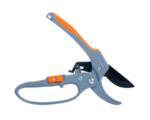 Garden pruning shears on white background isolation