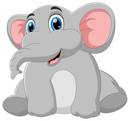 Obraz premium cute baby elephant cartoon on a white background