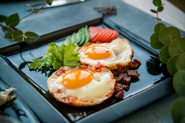 Varied breakfast options in the restaurant