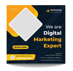 Digital Marketing expert Social Media Post Template, Digital marketing agency, creative marketing expert,  Digital Business Marketing Social Media Banner,  creative business agency social media post 