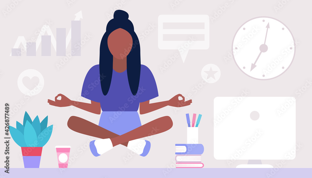 Sticker relax and meditate concept