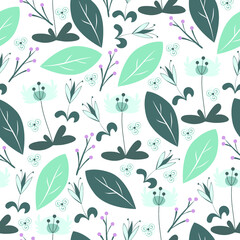 vector graphics for production,wildflowers, summer foliage, leaves on a white background