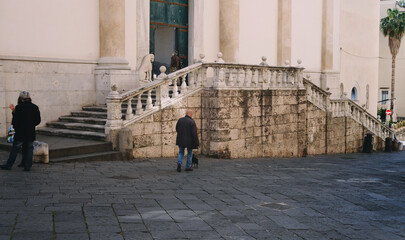 Fototapeta na wymiar stairs of the Cathedral of Salerno, Italy