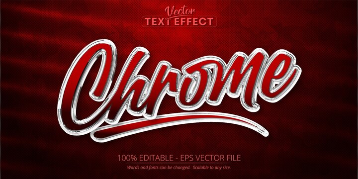 Chrome text, shiny silver color style editable text effect on red camouflage background