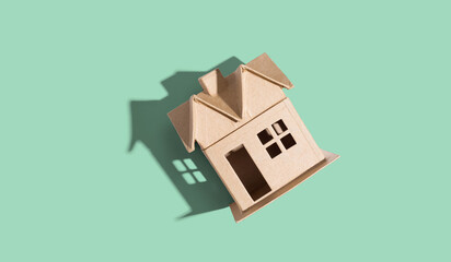 Cardboard house with drop shadow