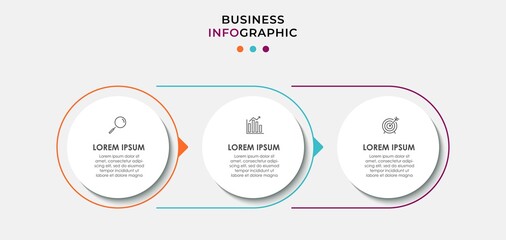 Vector Infographic design business template with icons and 3 options or steps. Can be used for process diagram, presentations, workflow layout, banner, flow chart, info graph
