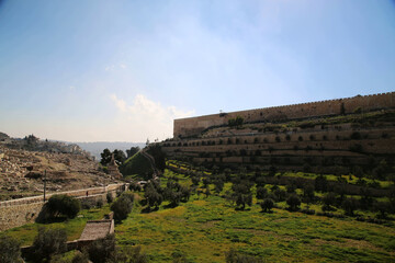 View of the city walls of Jerusalem