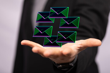  email icon concept in hand background