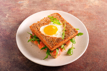 Egg in the hole smoked salmon