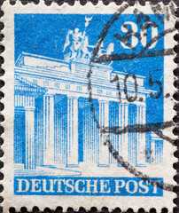 GERMANY - CIRCA 1948: a postage stamp from Germany, showing the historic building of the...