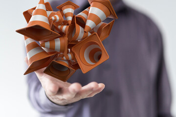 Website in under construction banner flat