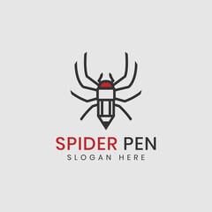 Spider pen logo design illustration