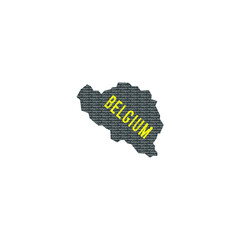 Belgium country map made up of vector text