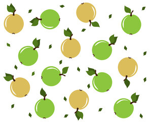 pattern with green and yellow apples 
