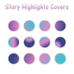 Set of Instagram Story Highlights Covers Icons. Colourful unique blog templates