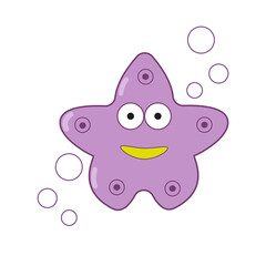 Starfish cartoon vector icon illustration of aquatic wildlife. Isolated on a white background. Childish