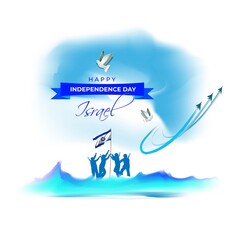 Vector illustration concept of Israel Independence Day, Yom Ha'atzmaut. National day of Israel.