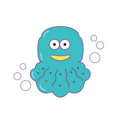 Octopus cartoon vector icon illustration of aquatic wildlife.