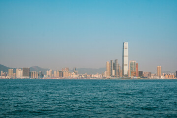 HongKong, Kowloon Skyline, coast view from Hong Kong Island