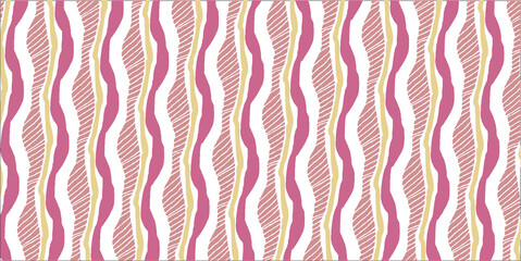 ピンクと黄色の波のあるパターン
