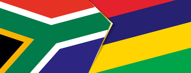 South Africa and Mauritius flags, two vector flags.