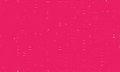 Seamless background pattern of evenly spaced white hookah symbols of different sizes and opacity. Vector illustration on pink background with stars