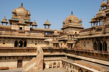Fototapeta premium Detail of the Jahangir Mahal Palace in Orchha, Madhya Pradesh, India.