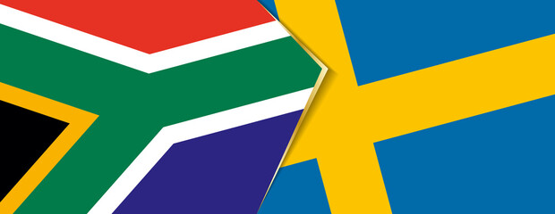 South Africa and Sweden flags, two vector flags.
